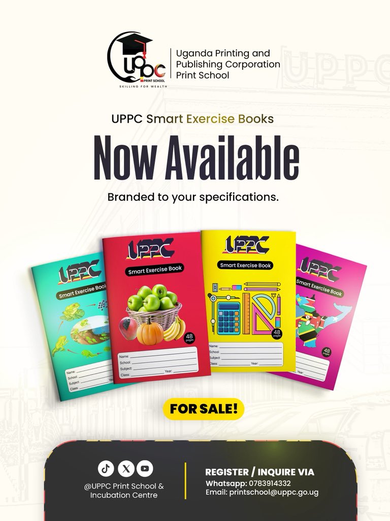 Upgrade your learning experience with our Smart Exercise Books. Designed for durability, quality and custom branding to match your school identity. Order yours today.
For more details, call us on 0706631113
WhatsApp 0783914332.
#UPPCPrintschool