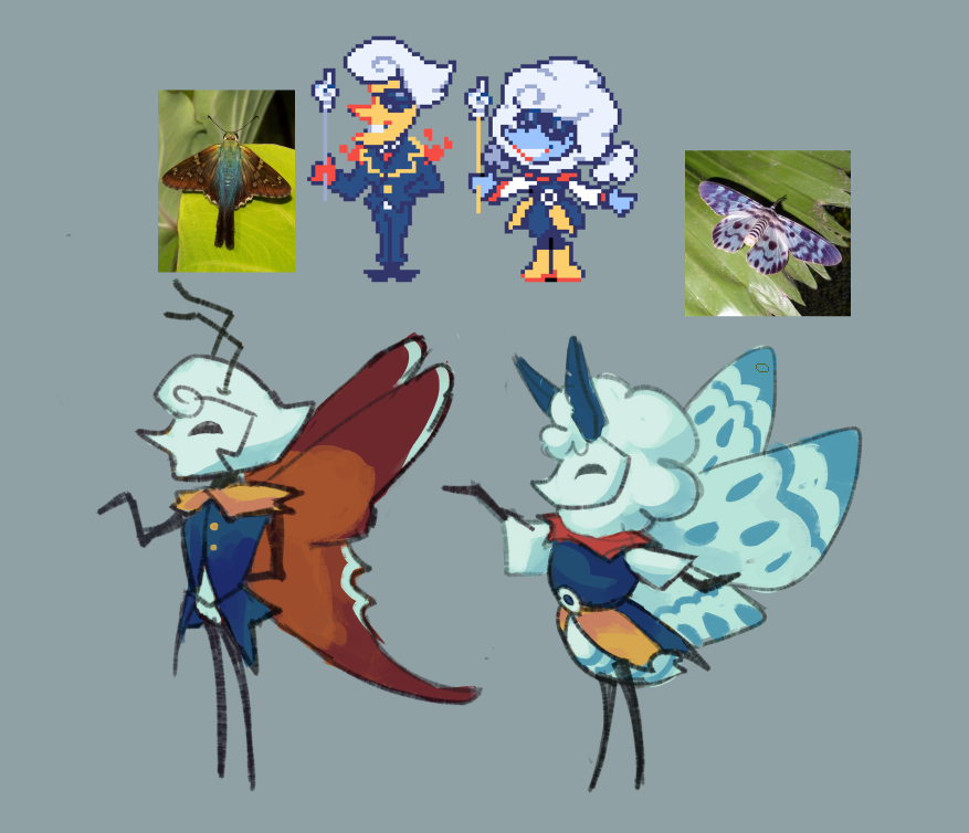 Lanino and Elnina buggies :)

Based on the long-tailed skipper and blue day moth