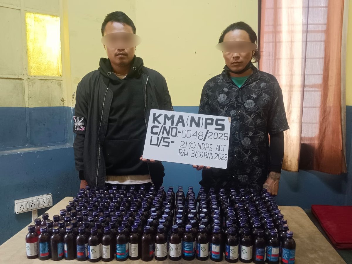 During a routine MVCP at BSF Camp, Kma Pol Mobile Unit intercepted 2 individuals, Veta Vadeo &amp; Vekroyi Ringa, with 193 bottles of banned cough syrup on a bus to Zunheboto. We're committed to a drug-free society &amp; urge citizens to share info to aid our mission.
#WarAgainstDrugs