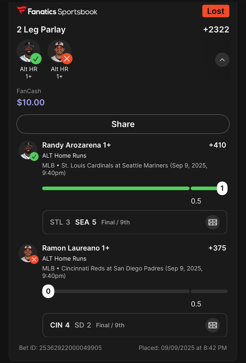 TouchPapa_'s tweet image. Oof, now that's a tough night 🤬 I thought we were finally hitting the big boy 😅

#GamblingX #MLBPicks