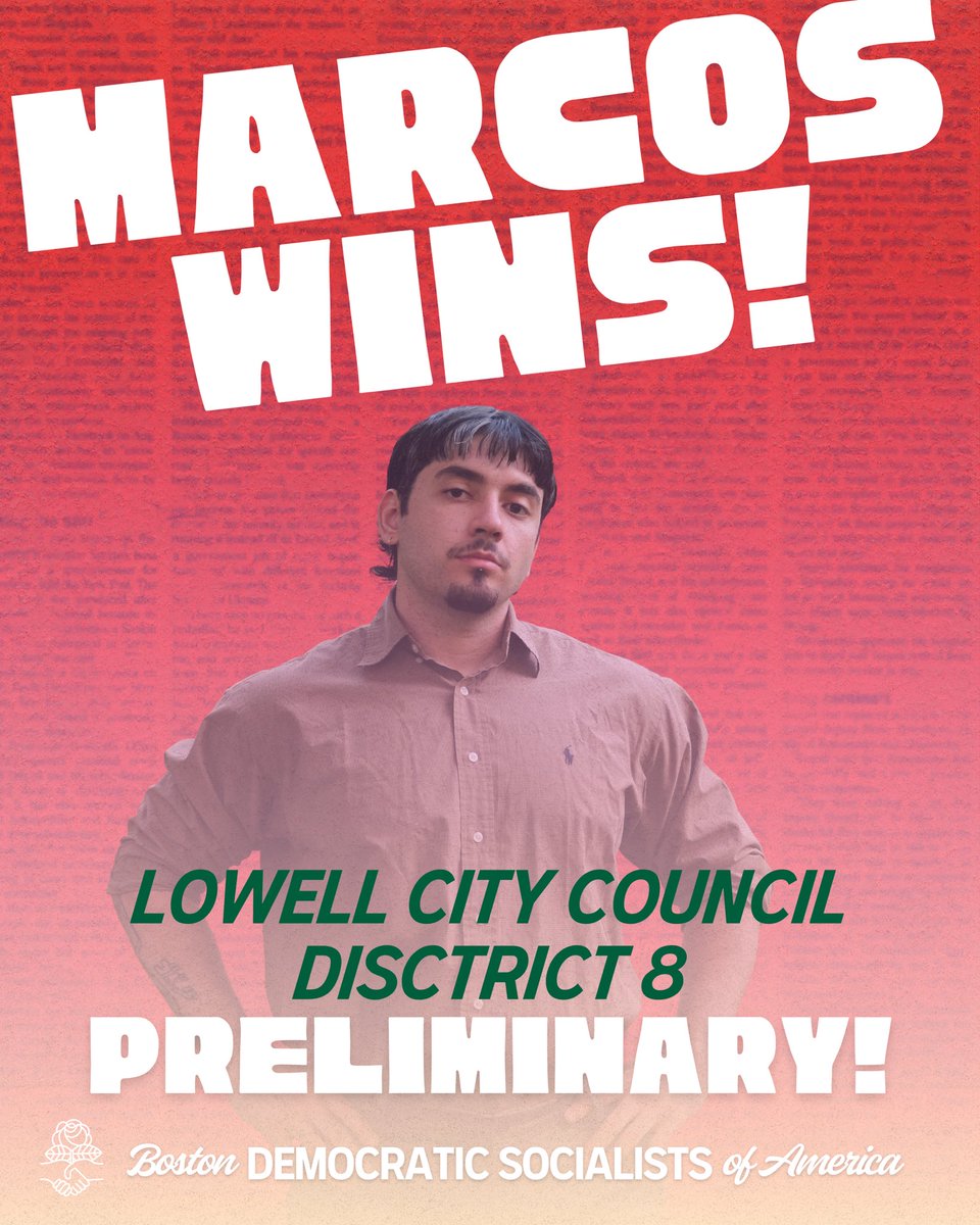 Boston_DSA's tweet photo. Our endorsed candidate Marcos Candido WON the prelim! Even outspent 15:1, people power carried the day. Marcos’ campaign knocked every door in his district multiple times and toppled the incumbent. Let’s do it again in November — chip in now! https://t.co/pMB3iTFEJf