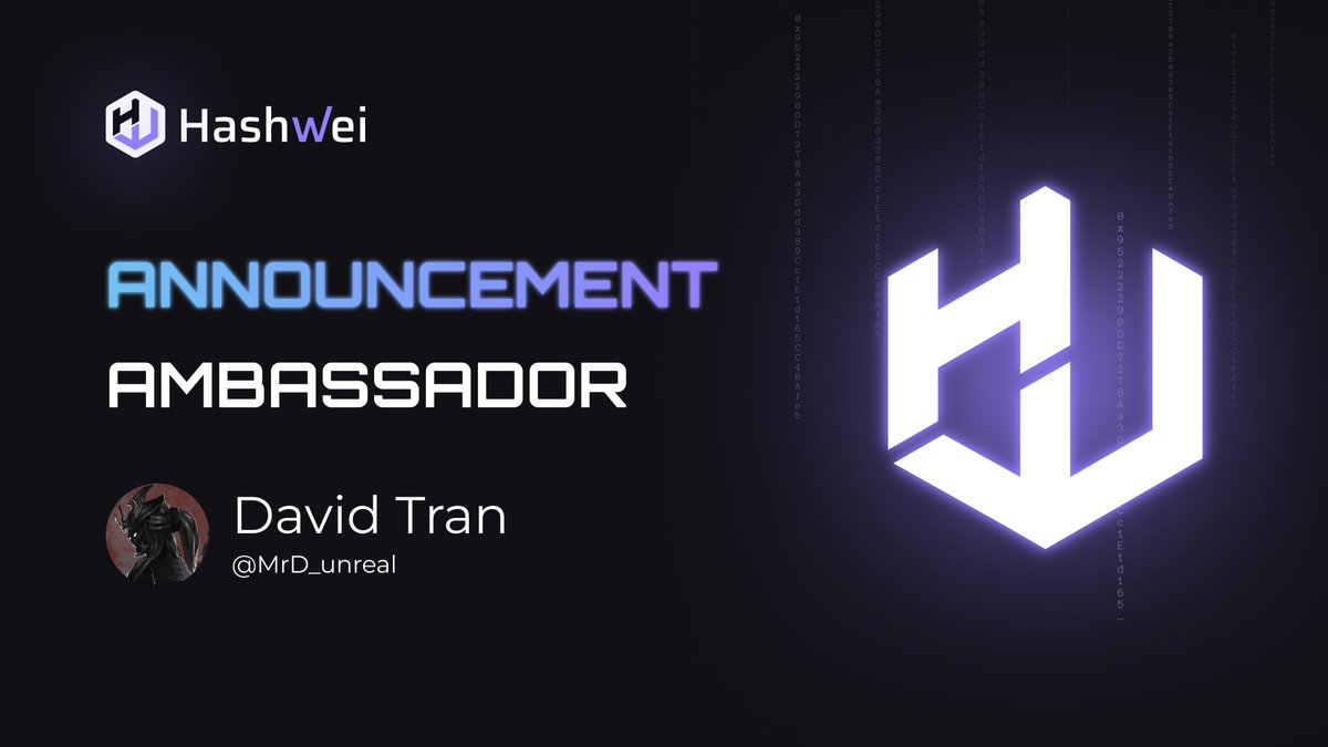 Hashwei_HWEI's tweet image. Announcements Ambassadors

This is Ambassador @MrD_unreal (David Tran), a person with the ability to analyze On-Chain and Off-Chain data for the community, bringing in-depth knowledge. Not only an ambassador, David Tran always gives suggestions to the team to optimize data to…