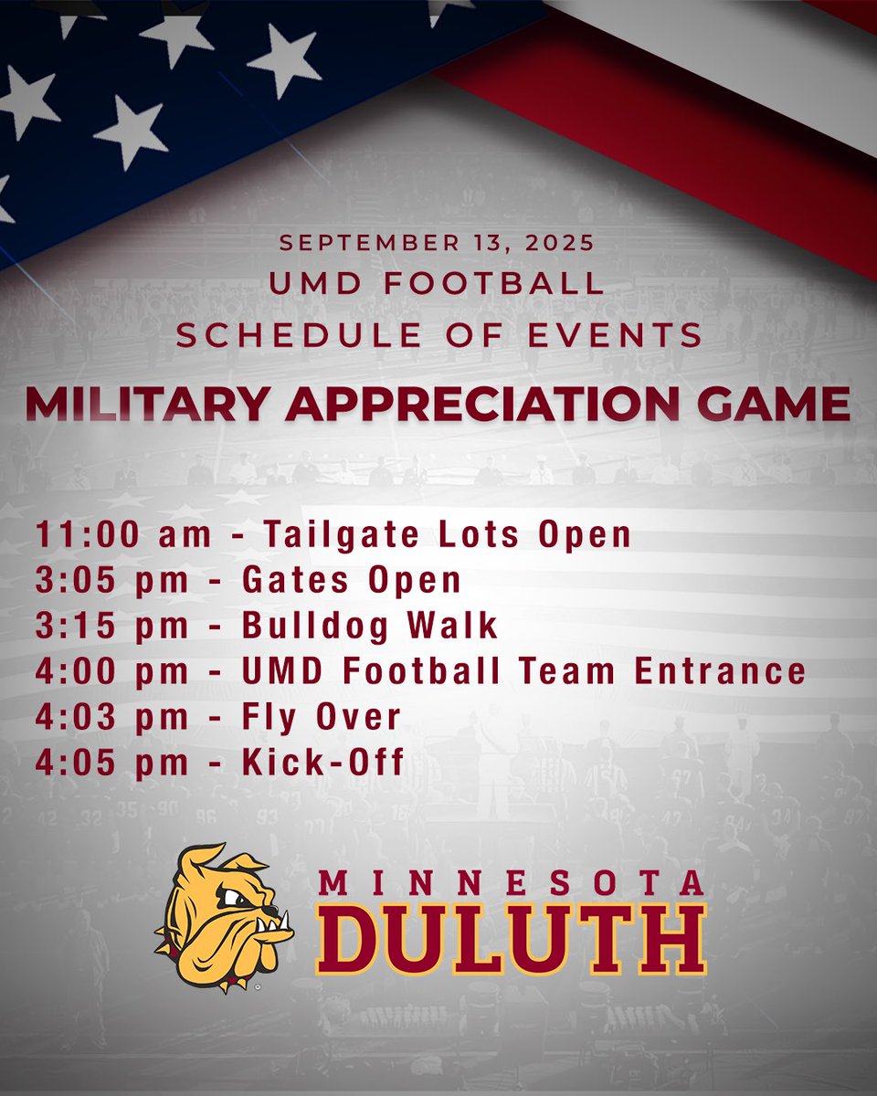 We are 3️⃣ days away until our home opener AND military appreciation game‼️ Attached is our schedule for Saturday as well, tailgate lots will be open at 11, we hope to see everyone there 

#GoDogs | #EarnIt