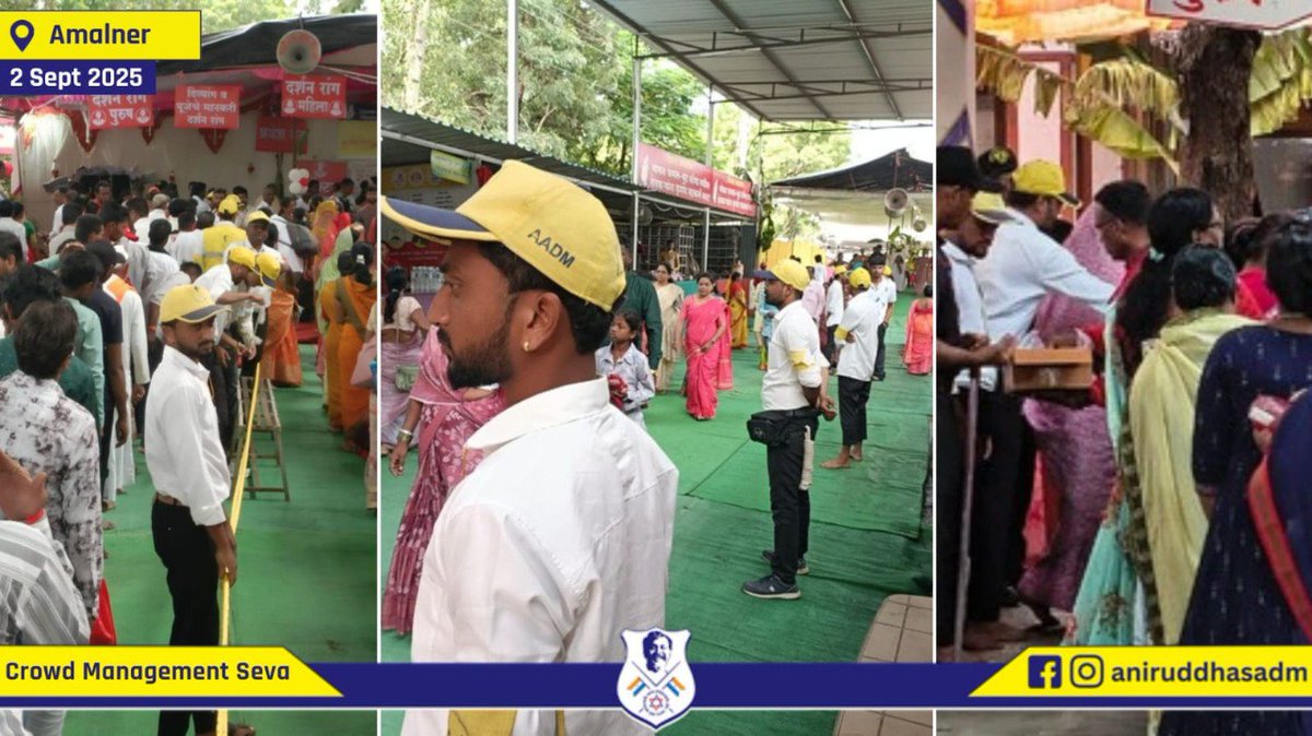 47 #DisasterManagement Volunteers of @AniruddhasADM wholeheartedly participated in the #CrowdManagement Seva on 1st and 2nd September, 2025 from 5 AM to 1 PM at Mangal Grah Mandir, Amalner. The #AADM Seva was carried out smoothly, marked by discipline, devotion, and a spirit of