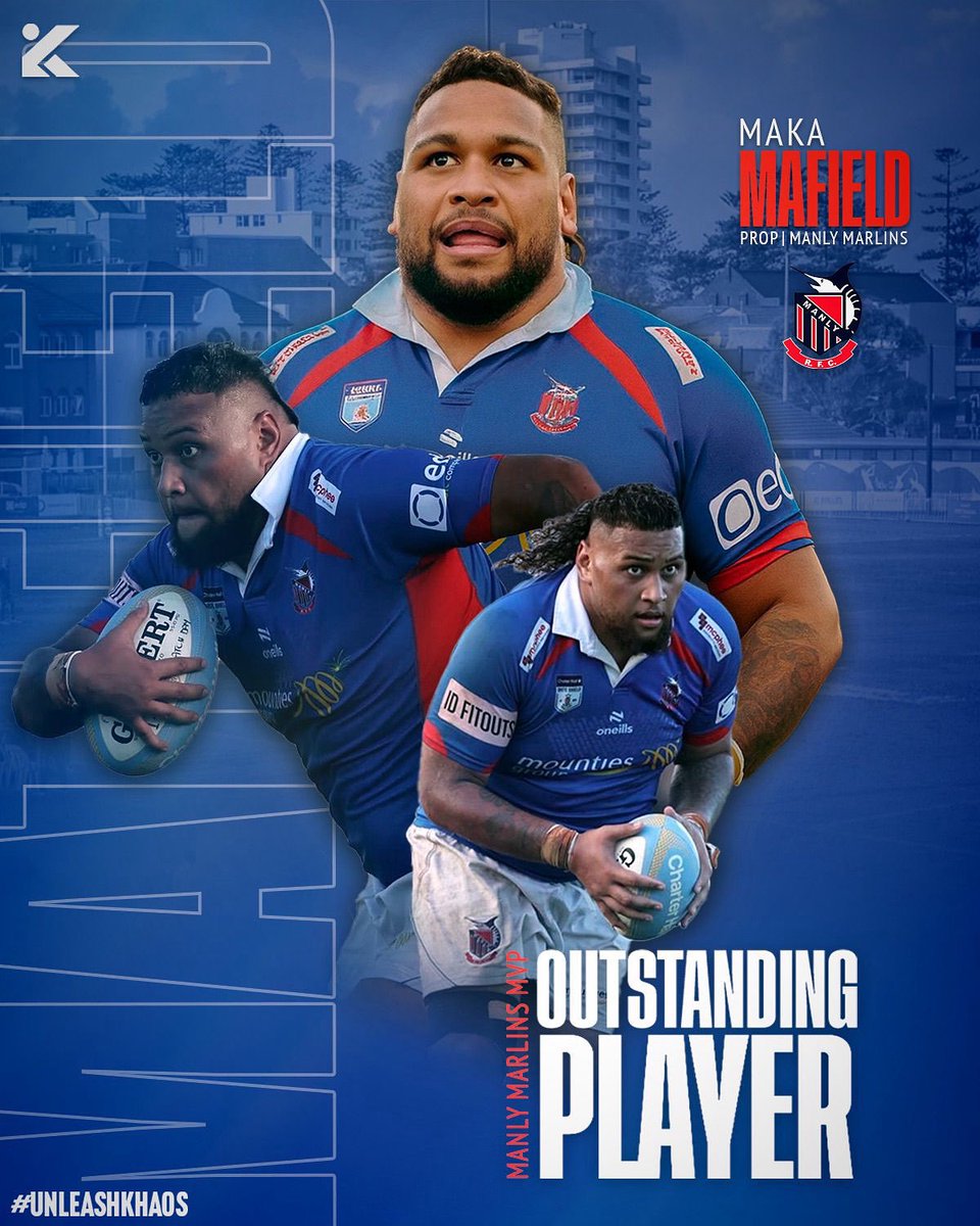 KHAOS_Sport's tweet photo. Another standout season for tight head prop forward Maka Mafileo for Manly 

Consistently dominating at scrum time and terrorising opposition scrums throughout the season. A huge presence on and off the field

#MVP #MakaMafileo #ManlyMarlins #ShuteShield #TeamKHAOS #UnleashKHAOS https://t.co/iiYMVI40ct