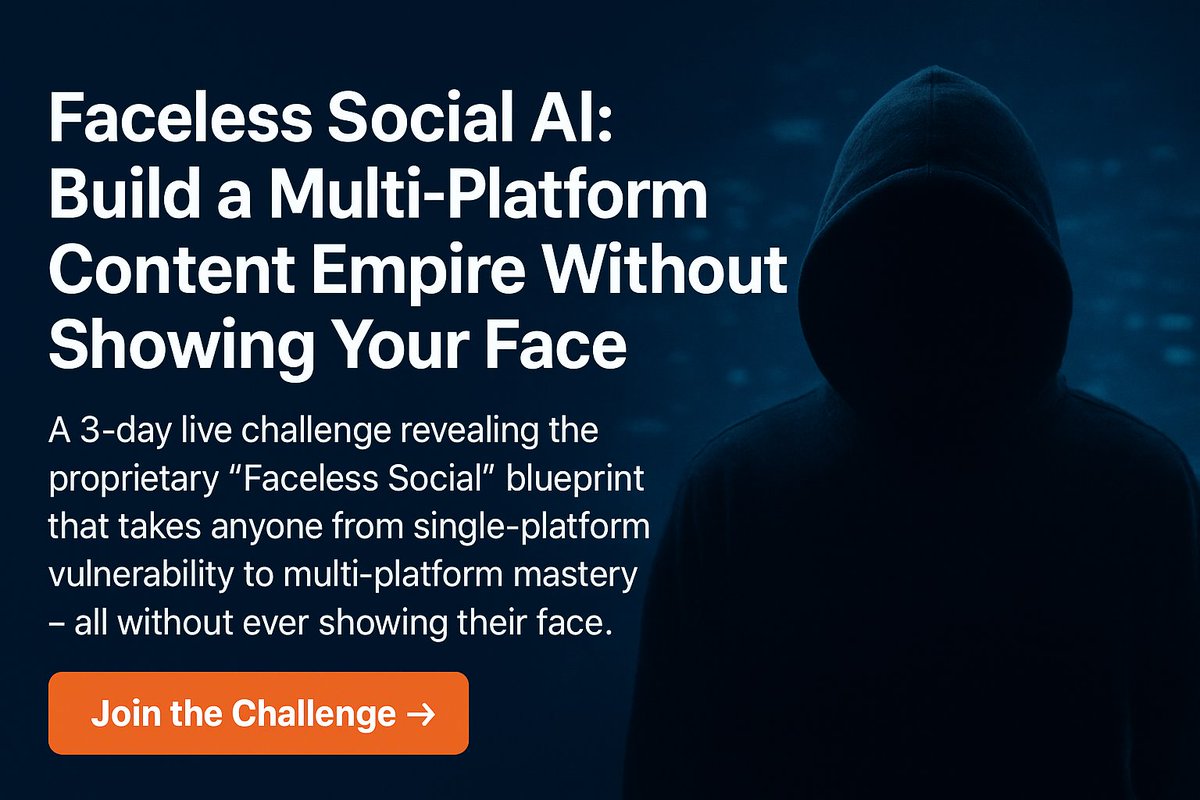 vijayrathoda9's tweet image. Building a faceless empire is easier than you think.
Content. Automation. Distribution.
3 steps → consistent revenue without showing your face.
👉 imsuccessconnection.com/FacelessSocial… 
#FacelessSocialAI #DigitalMarketing #ContentAutomation