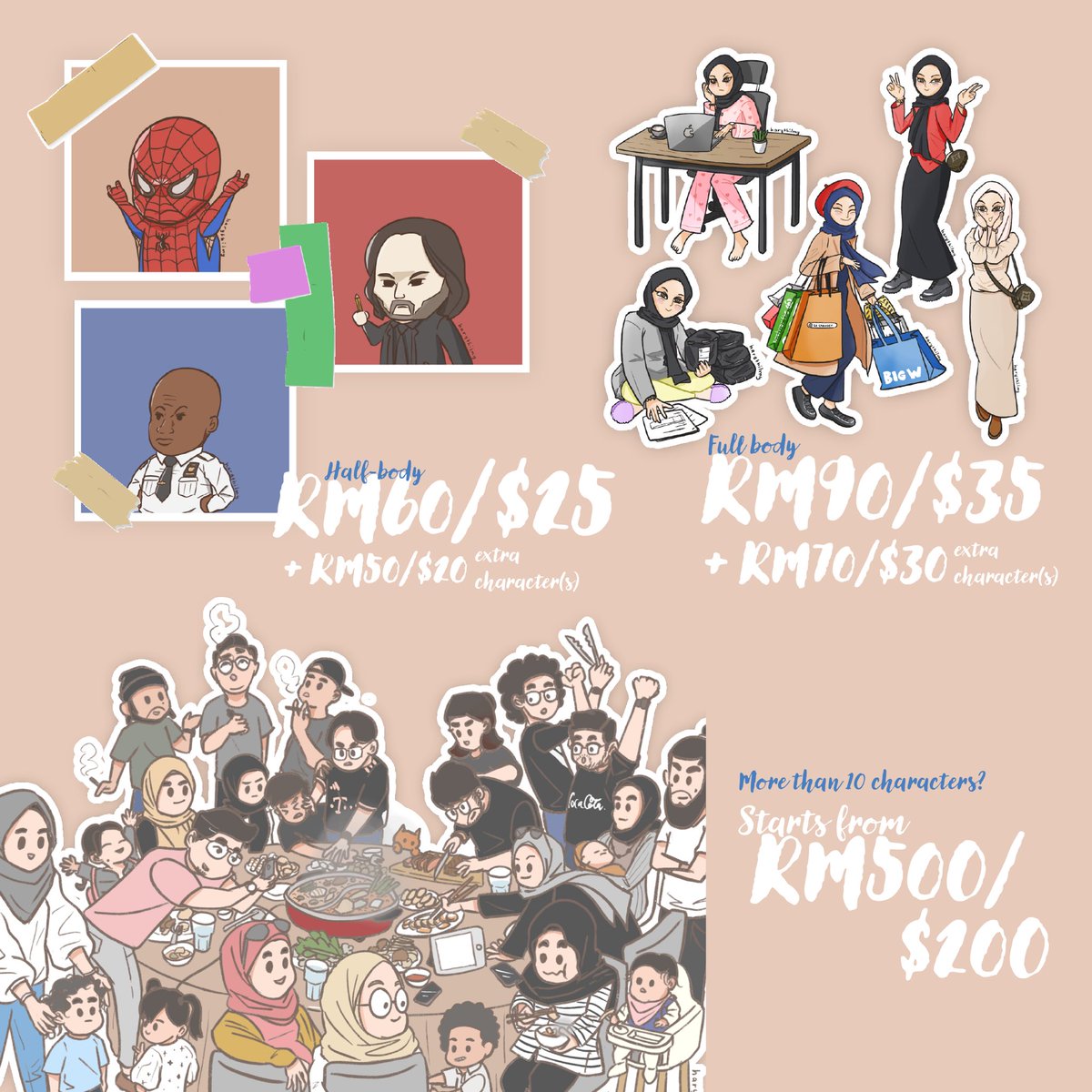 harythilmy's tweet photo. Updating my commission price for 2025 onwards! Thank you for all the support these past few years, I'm ready to start taking commissions just drop me a dm! Nak tanya tanya dulu pun takpee https://t.co/GnJ9PwrFH5