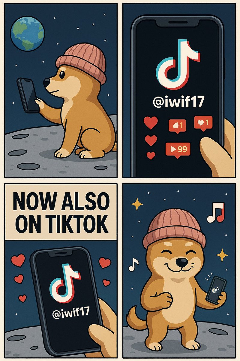 iwif17's tweet photo. @mirandajulia534 🔥🐶 The viral takeover continues…
$IWIF17 is now ALSO on TikTok! 📱🎶

👉 Follow us: @iwif17
🌕 From the Moon → to the For You Page 🚀

#IWIF17 #TikTok #Pumpfun #Solana #Crypto #MemeCoin #Dogwifhat #iPhone17 #ToTheMoon  #doge #shiba #pump #x100 #blockchain #kucoin #binance https://t.co/anJVwnIiZP