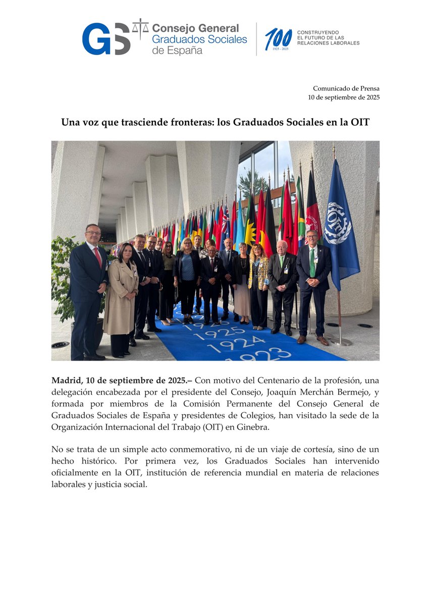 gradsociales_es's tweet image. Una voz que trasciende fronteras: los Graduados Sociales en la OIT

#GraduadoSocial #OIT #Comunicado