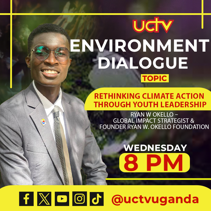 uctvuganda's tweet photo. Join us tonight for #EnvironmentDialogue
Topic: Rethinking Climate Action through Youth Leadership
Guests: Kamulegeya John – Author & Climate Storyteller & Ryan W. Okello – Global Impact Strategist & Founder, Ryan W. Okello Foundation
#ClimateAction #uctvupdates https://t.co/1b11J787x5