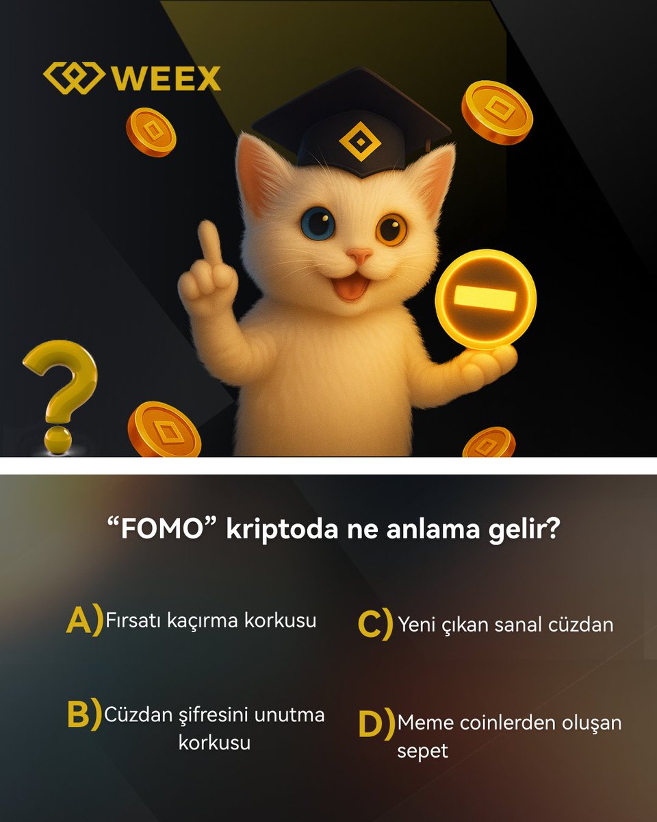 🧠 #WEEX Quiz Zamanı!
🎁 100 $USDT Ödüllü Etkinlik

💰 Doğru cevabı veren 10 kişiye kişi başı 10 USDT’lik $WXT ödülü! 🚀

Katılım şartları:
1️⃣ <a href="/WEEX_Turkiye/">WEEX Global Türkiye 🇹🇷</a> hesabını takip et
2️⃣ Bu tweet’i beğen + RT’le
3️⃣ Yorumlara cevabını yaz + 2 arkadaşını etiketle

⏳ Son Katılım: 18 Eylül