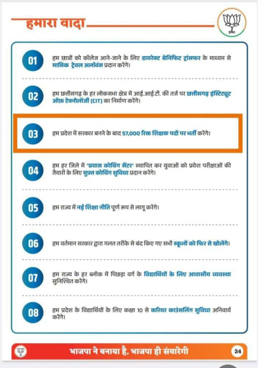 चुनाव जीतने के बाद वादा भूल गए क्या?
#मोदीकीगारंटी57Kशिक्षकभर्ती #CG57Kशिक्षकभर्ती_चोर_गद्दी_छोड़ #सहायक_प्राध्यापक_भर्ती_करो