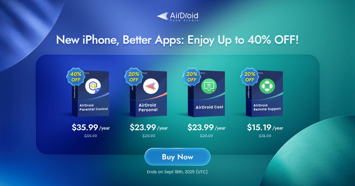 New iPhone, who dis? 👋 Your new essential apps are right here!

Get UP TO 40% OFF AirDroid items for your new device. But hurry!

⏰ Deal ends Sept 18! bit.ly/45XKNYv

#NewiPhone #AppleEvent #TechDeal #AirDroid  #iOS #premium