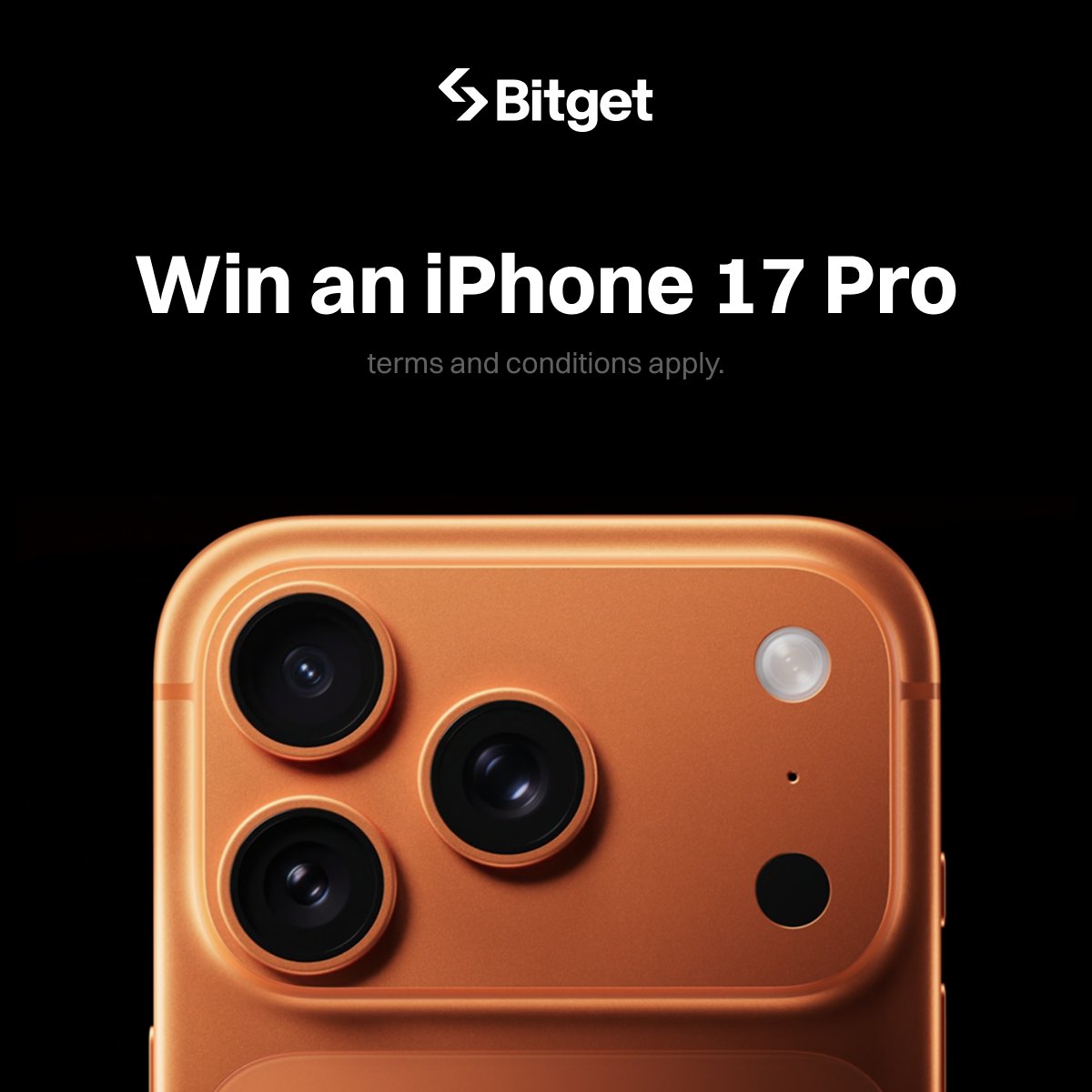 📱 GIVEAWAY ALERT 📱

Win an iPhone 17 Pro, in the ultimate #Bitcoin color 😉

1️⃣ Follow @Bitgetglobal
2️⃣ Like &amp; RT this post
3️⃣ Tag 3 friends in the comment
4️⃣ Trade $10 $AAPL USDT on #Bitget 
5️⃣ Fill out this form gleam.io/yv5bu/win-an-i…

Terms &amp; conditions apply.