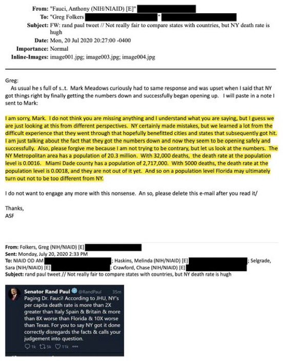🚨突发消息：最新公布的电子邮件显示，#福奇 博士指示同事在阅读后删除邮件，并指示他们“歪曲”新冠肺炎疫情的数据。