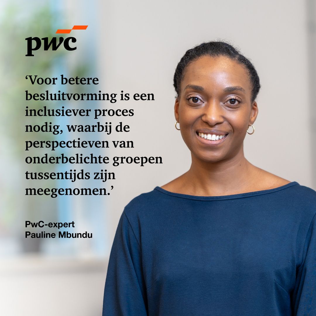 Wat is nodig om meer grip te krijgen op opgaven zoals de Toeslagenaffaire, klimaatverandering en defensieversterking? Volgens PwC-expert Pauline Mbundu is inclusieve besluitvorming daarvoor essentieel. Meer weten? pwc.to/4pkBYzO
