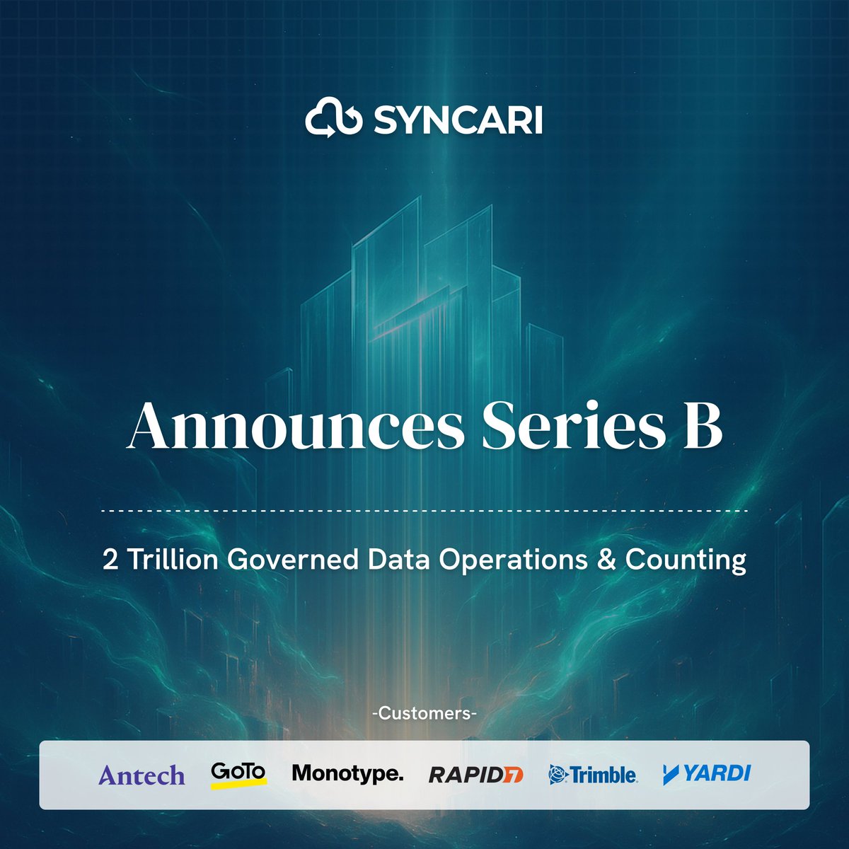 syncari's tweet image. 2 Trillion Operations. #SeriesB Game changed. Fortune 1000s deploy 50× faster with Syncari. The AI era won't wait. Neither should you. #AgenticAI #AIReadyData