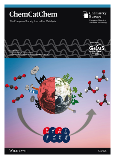 ChemEurope's tweet photo. #ChemCatChem #OnTheCover Ambient CO2 Hydrogenation to Formate Over NiPd Catalyst (ChemCatChem 17/2025) (Sanjay Kumar Singh and co-workers) https://t.co/Ab4XK4feia @SKSinghGroup @Bpsharma540 @JayashreeP_27 • https://t.co/DB7Rgpkcl2 https://t.co/LyafiBhVaB