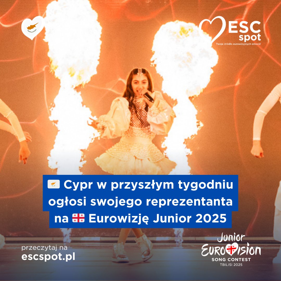 ESCSpot's tweet photo. 🇨🇾 Cypr w przyszłym tygodniu ogłosi swojego reprezentanta na 🇬🇪 Eurowizję Junior 2025

Przeczytaj o szczegółach poniżej 👇

#JuniorEurovision #EurowizjaJunior #JuniorEurovision2026 #EurowizjaJunior2026 #JESC #JESC2026 #Cyprus #Cypr #CYP #CY #CyBC #Cypriot #Kýpros #Κύπρος https://t.co/RgkXZPZGBp
