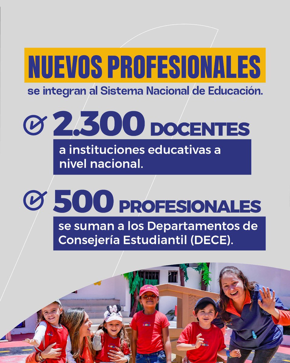 Educacion_Ec's tweet photo. #ElNuevoEcuadorImpulsa el fortalecimiento del sistema educativo del país, con estrategias orientadas a garantizar una educación de calidad, equitativa e inclusiva para todos. 🏫📚

👩🏻‍🏫👨🏻‍🏫 A través de la plataforma Educa Empleo, seleccionamos a los mejores profesionales, quienes asumen el compromiso de trabajar por una mejor educación. 🤝

#ValorizaciónDocente