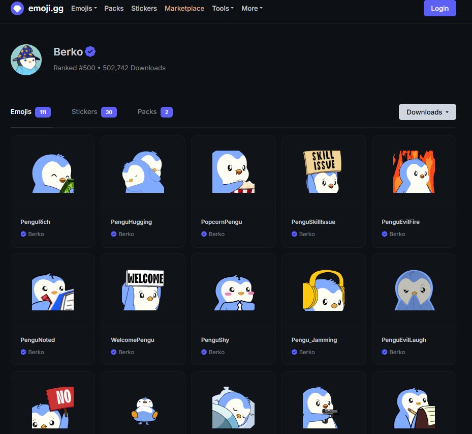 Berko_Crypto's tweet photo. .@pudgypenguins emojis surpass 500K downloads! https://t.co/GQmonbYzeE