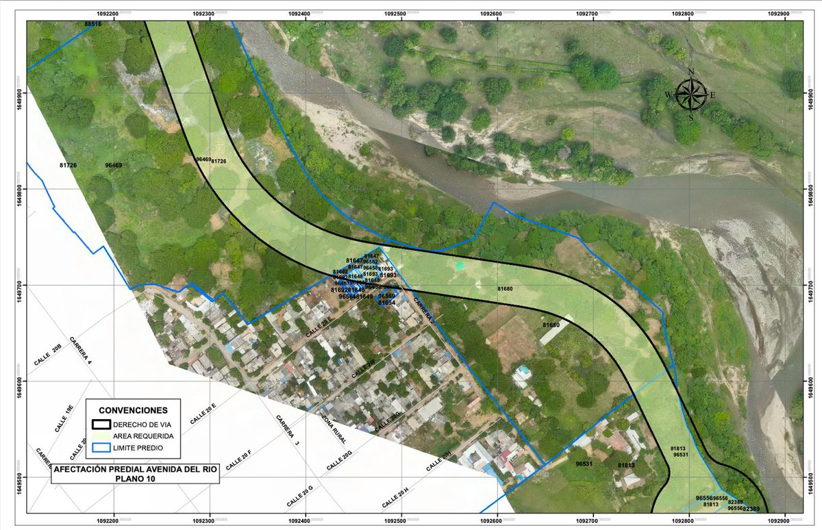 Esta es la afectación predial de la Av. Del Río en algunos puntos. ¿Que creen que va a pasar con la gran cantidad de árboles 🌳 que se encuentran en la franja verde? ¿De verdad cree la <a href="/GobdelCesar/">Gobernación del Cesar</a>  que esta es la mejor alternativa para proteger el río Guatapurí? <a href="/CesarForo/">Foro Ambiental del Cesar</a>
