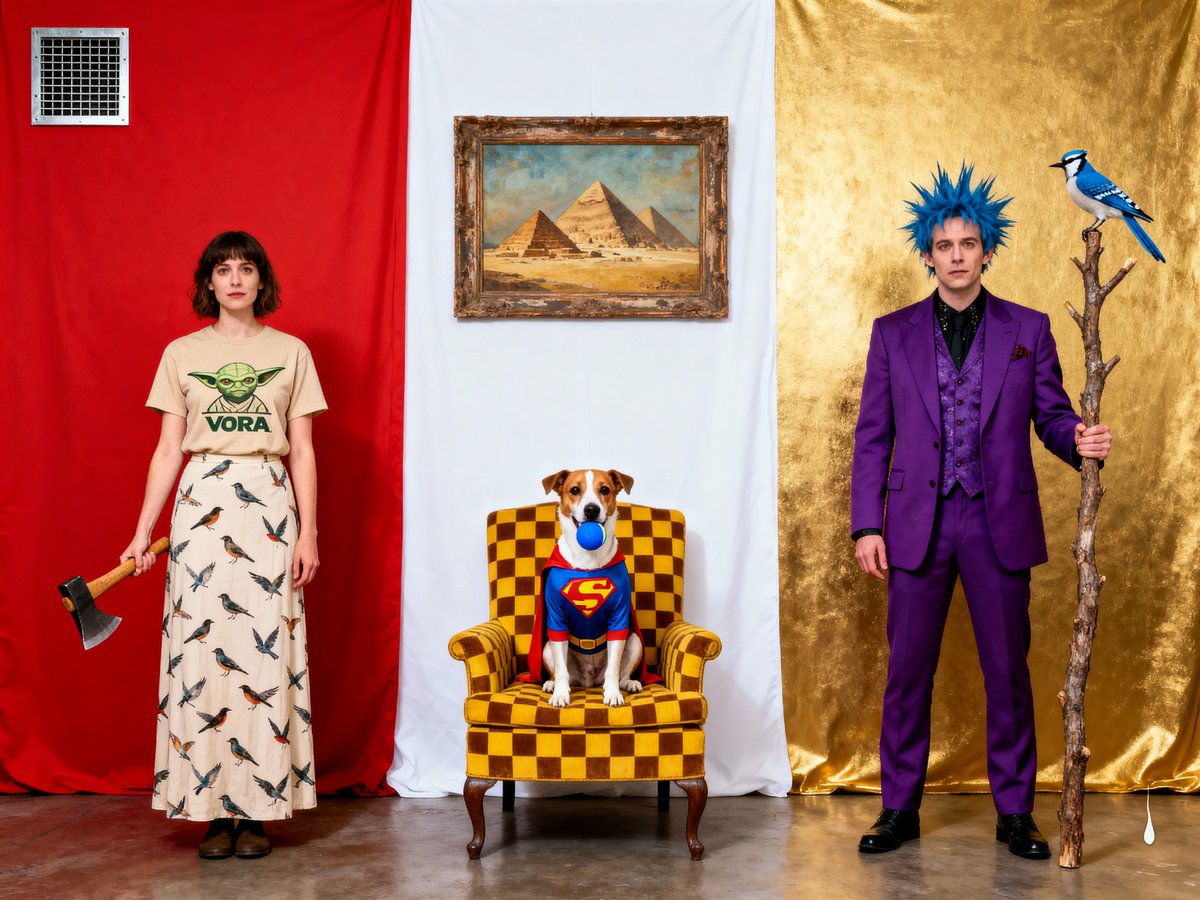 fofrAI's tweet image. Seedream 4 passed this prompt test pretty well, only missing the tear in the gold backdrop.