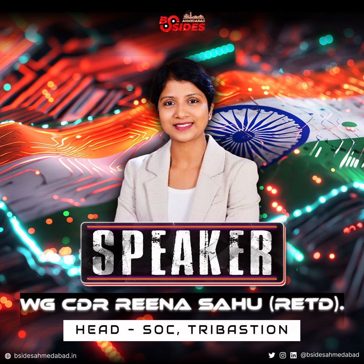 🌟 Cyber defense isn’t just about technology — it’s about discipline, precision, and leadership.

We’re proud to welcome Wing Commander Reena Sahu (Retd), Head of SOC at <a href="/tribastion/">Tribastion Technologies</a> , as a CXO Speaker at BSides Ahmedabad 0x06.

With her rich background in the Indian Air Force and