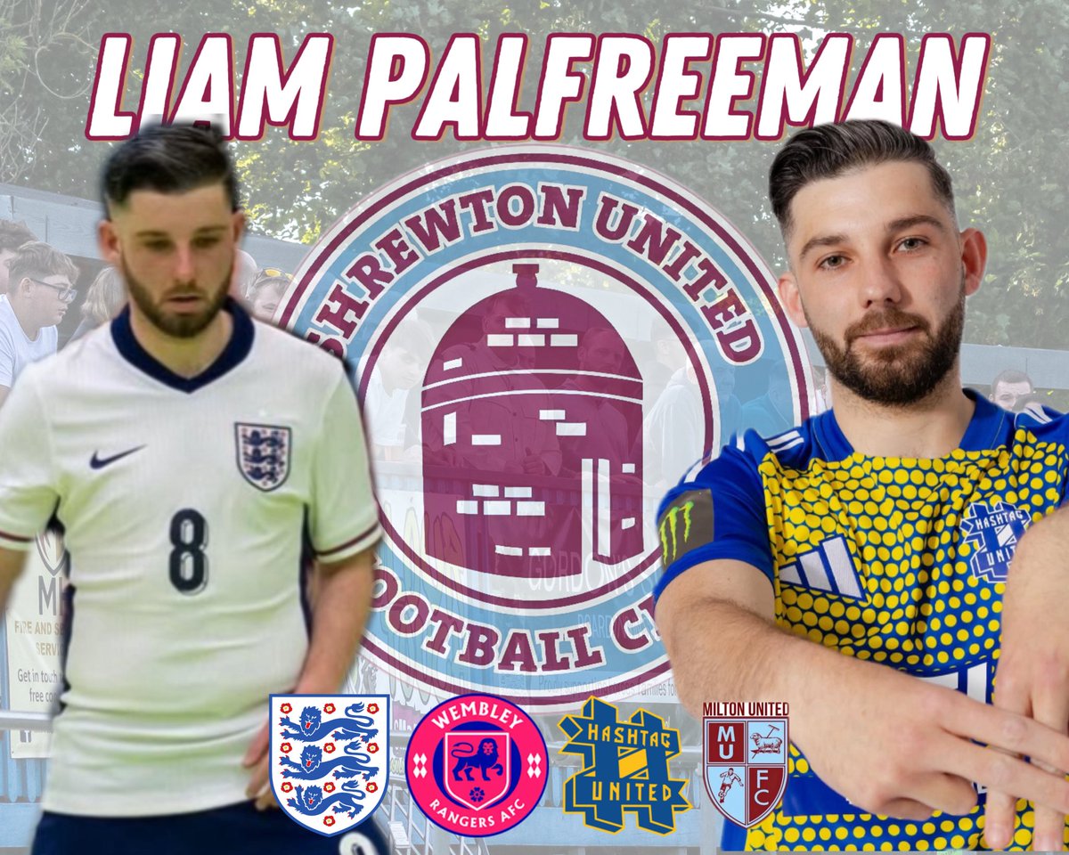 ✍🏽  More good news - Buzzing to get this one done, <a href="/liampalfreeman/">Liam Palfreeman</a> 💜

England Futsal International 
Baller League 
Hashtag United TST

But most importantly thank you to <a href="/MiltonUnited/">Milton United FC</a> for allowing him to Dual Register ⚽️

<a href="/ShrewtonUnited/">ShrewtonUnited</a> 💜🩵