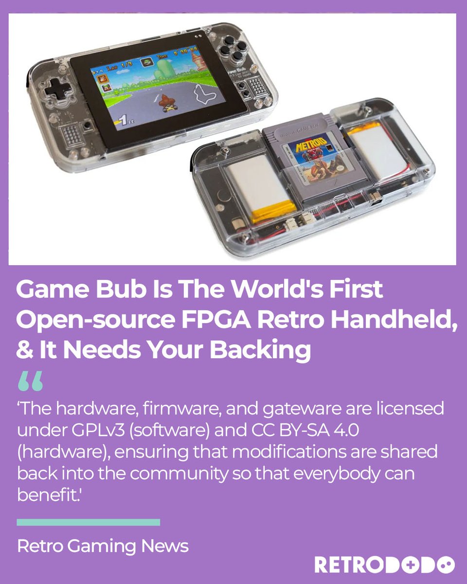 retro_dodo's tweet image. A new contender takes on the Analogue Pocket 👇

#GameBub #FPGA #RetroHandhelds