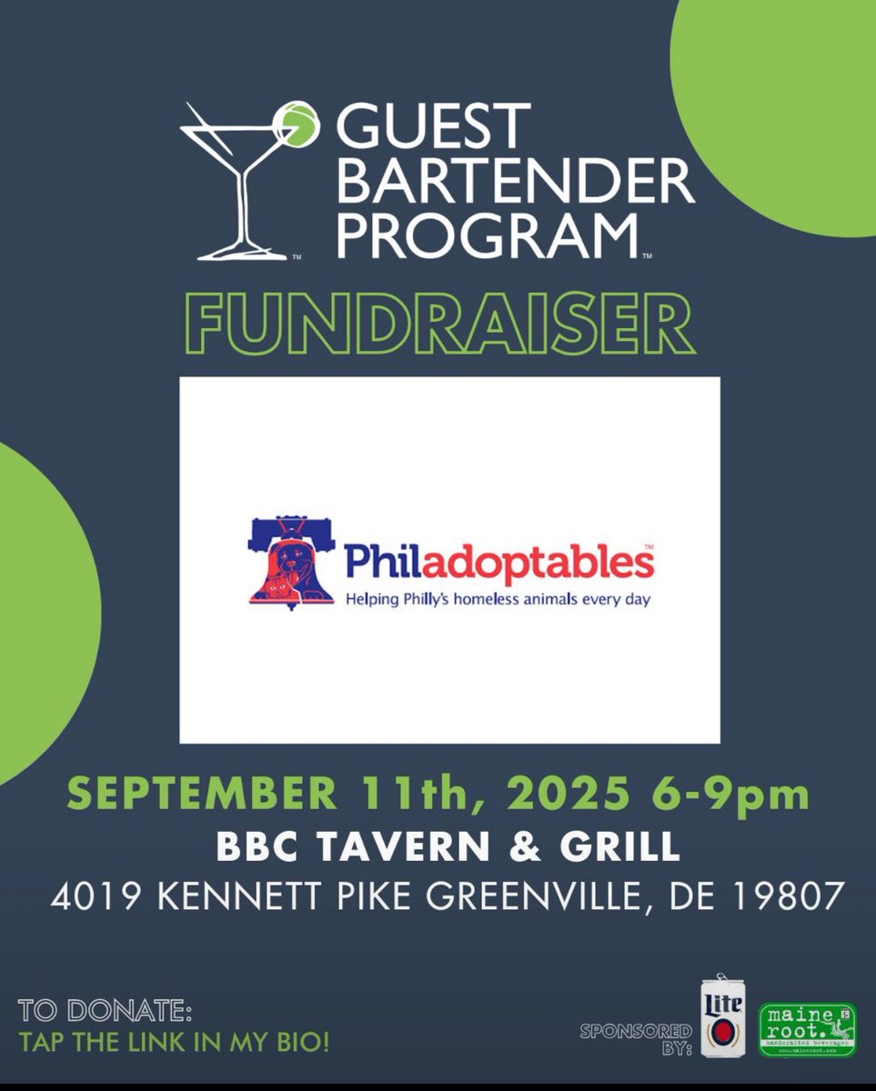 Ray Dunne (@raydunne975) on Twitter photo ๐จGuest bartending event๐จ
Iโll be behind the bar starting at 8pm for the <a href="/Philadoptables/">Philadoptables</a> event at BBC Tavern in Delaware on Thursday night!
S/o to <a href="/nateweaverradio/">Nate ๐ฃ Weaver</a> for having me out there. Come by for good drinks & to support a good cause. Donate here: guestbartender.org/give/gs2q8j?fbโฆ ๐จGuest bartending event๐จ
Iโll be behind the bar starting at 8pm for the <a href="/Philadoptables/">Philadoptables</a> event at BBC Tavern in Delaware on Thursday night!
S/o to <a href="/nateweaverradio/">Nate ๐ฃ Weaver</a> for having me out there. Come by for good drinks & to support a good cause. Donate here: guestbartender.org/give/gs2q8j?fbโฆ