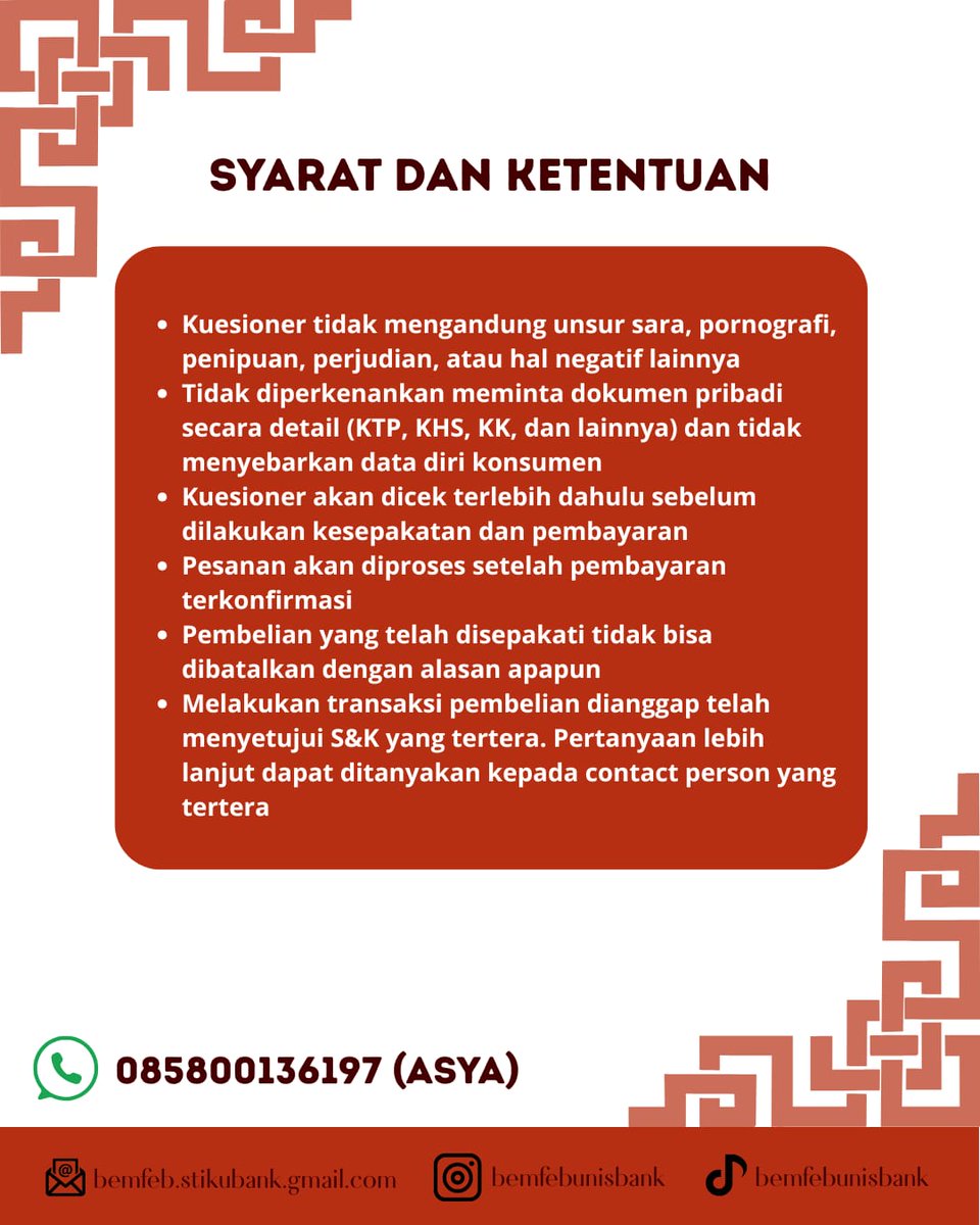 ecovolutionbemf's tweet image. [OPEN JASA ISI KUESIONER KADERISASI 2025]

CP:
085800136197 (asya)

Payment:
Dana : 085800136197
BCA : 1550404539

#zonauang #zonajajan #jasakuisioner #responden #googlereview openjasaisikuesioner #jasaisikuesioner #jasaisisurvey #surveimahasiswa #jasaisiform