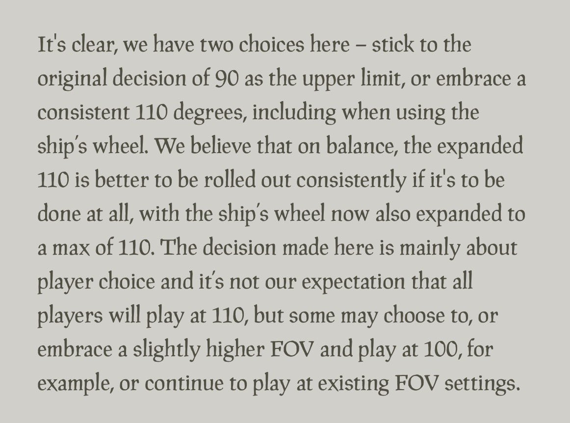 Feedback being listened to this quickly means a lot to the community. This is the right move for the game, and giving players broader options to choose how they play #SeaOfThieves will always be an objectively good thing.

Thanks to <a href="/ChappersChapman/">Mike Chapman</a> and the rest of the team! 🤝🏴‍☠️