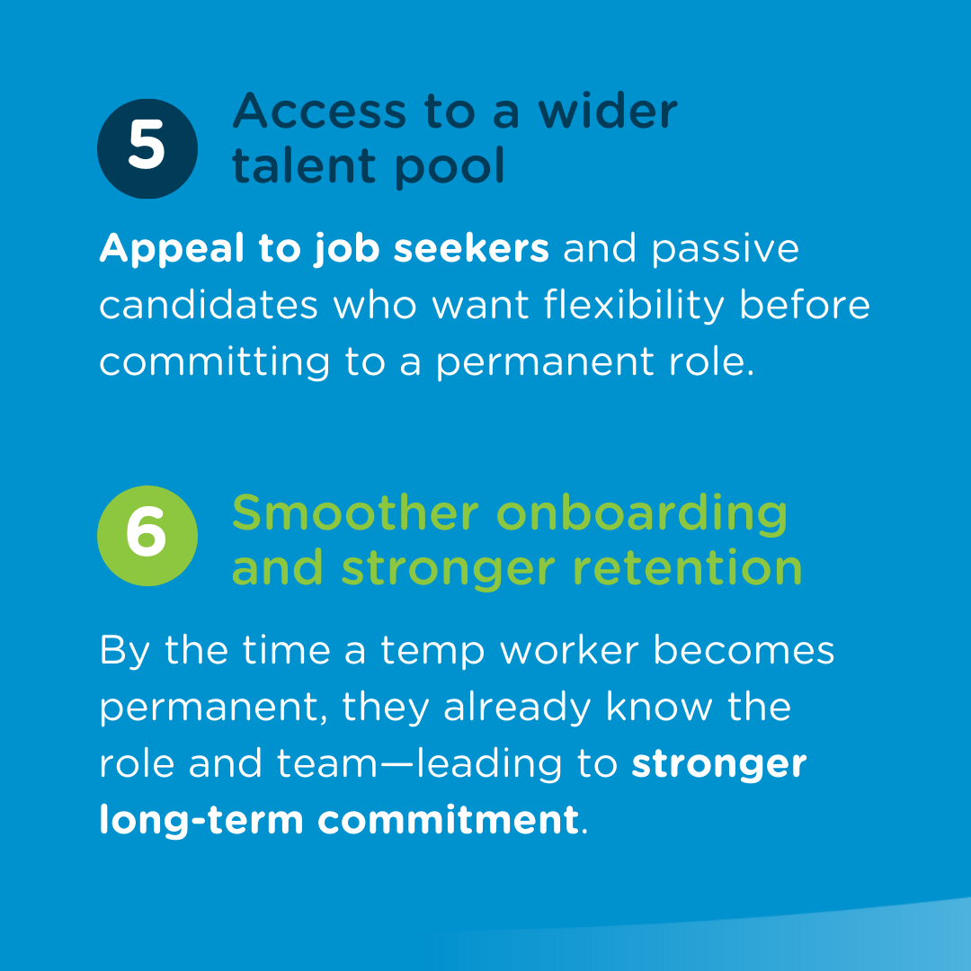 weareairswift's tweet image. Temp-to-perm hiring is on the rise - and for good reason.
It’s fast, flexible, and lets you test the waters before diving into long-term commitments. Discover 6 key benefits that make it a smart strategy: hubs.ly/Q03FbZlm0

#WeAreAirswift #RecruitmentCompanies #Temptoperm
