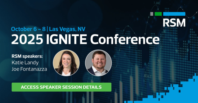 At #IGNITE2025, RSM risk advisors Joseph Fontanazza and Katie Landy will lead sessions on auditing AI in management’s controls and redefining IA as a strategic partner. Oct. 7, Las Vegas. rsm.buzz/4n1QbzW