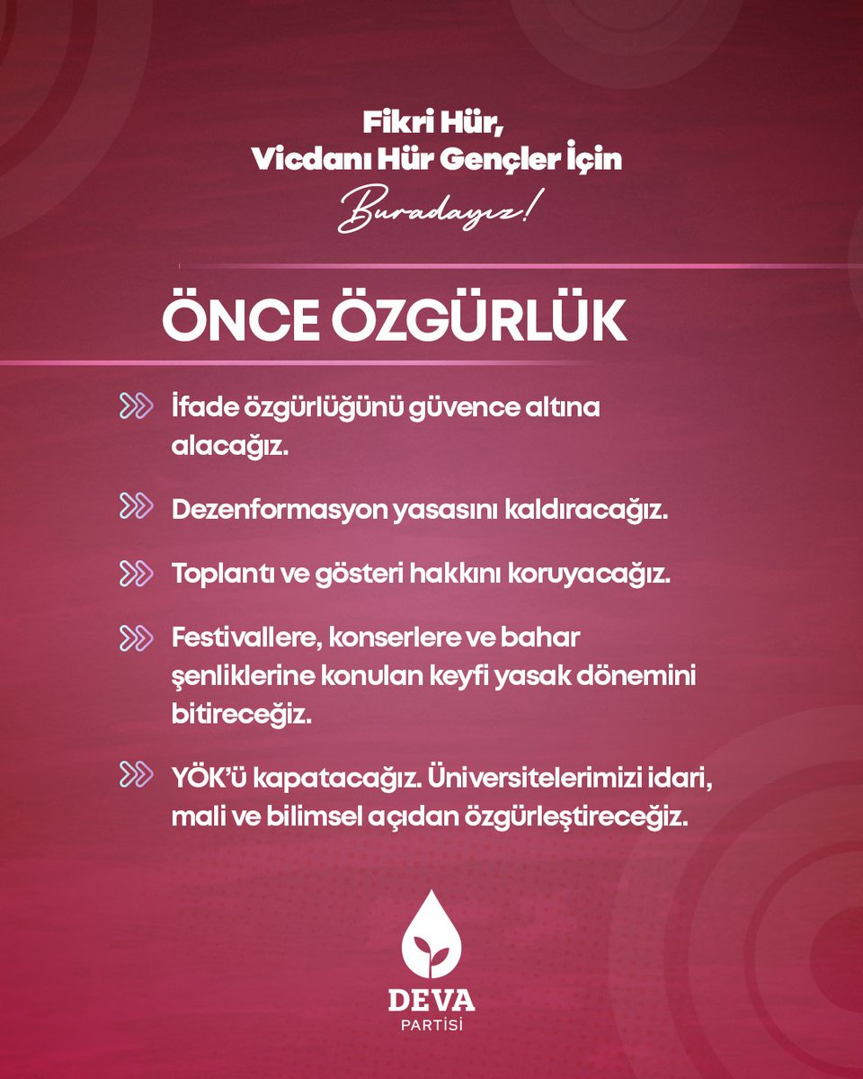 Fikri Hür
Vicdanı Hür
#gençler için
<a href="/devapartisi/">DEVA Partisi</a>