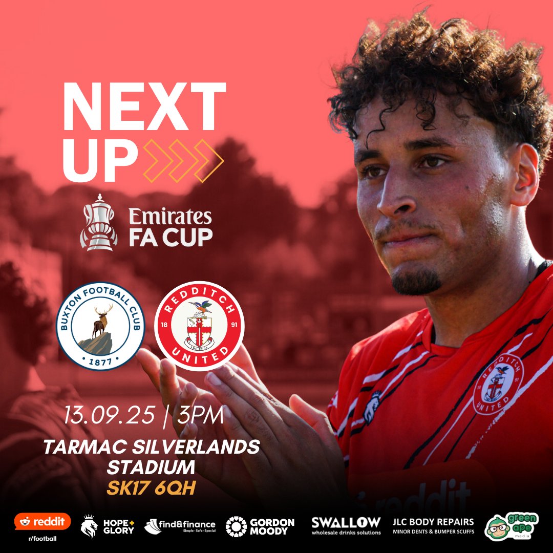 Sights set on the FA Cup ⏭️
A trip to Step 2 Buxton awaits in the Second Round Qualifier of the FA Cup this Saturday.

A huge game, your support will go a long way 🙌

🎟️ £15 / £10 / £5 / £2