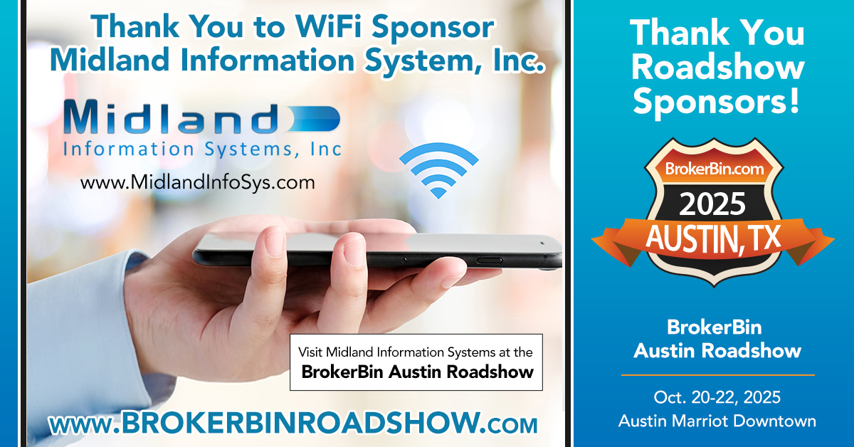 BrokerBin's tweet photo. Thank you @MidlandInfoSys for sponsoring the WiFi for the BrokerBin Roadshow in Austin, Texas! https://t.co/UzwSeVYGjj https://t.co/t5mGLVhKkJ