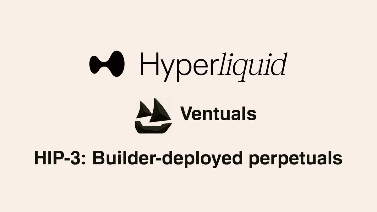 1992evm's tweet photo. WTF Hyperliquid - HIP-3 - Ventuals?

HIP-3 on @HyperliquidX : A proposal enabling custom perpetual markets, unlocking insane opportunities for assets like startups or unique indices

@ventuals : Integrates this tech to offer perpetual markets on testnet, with 10x leverage on unlisted assets (e.g., OpenAI/USD) via HIP-3’s permissionless mechanism

Ventuals Testnet: Live now! Join, trade, and climb the leaderboard with just $1 USDC

DOCs: https://t.co/UUipVJIhPQ

#Hyperliquid #Ventuals #DeFi
