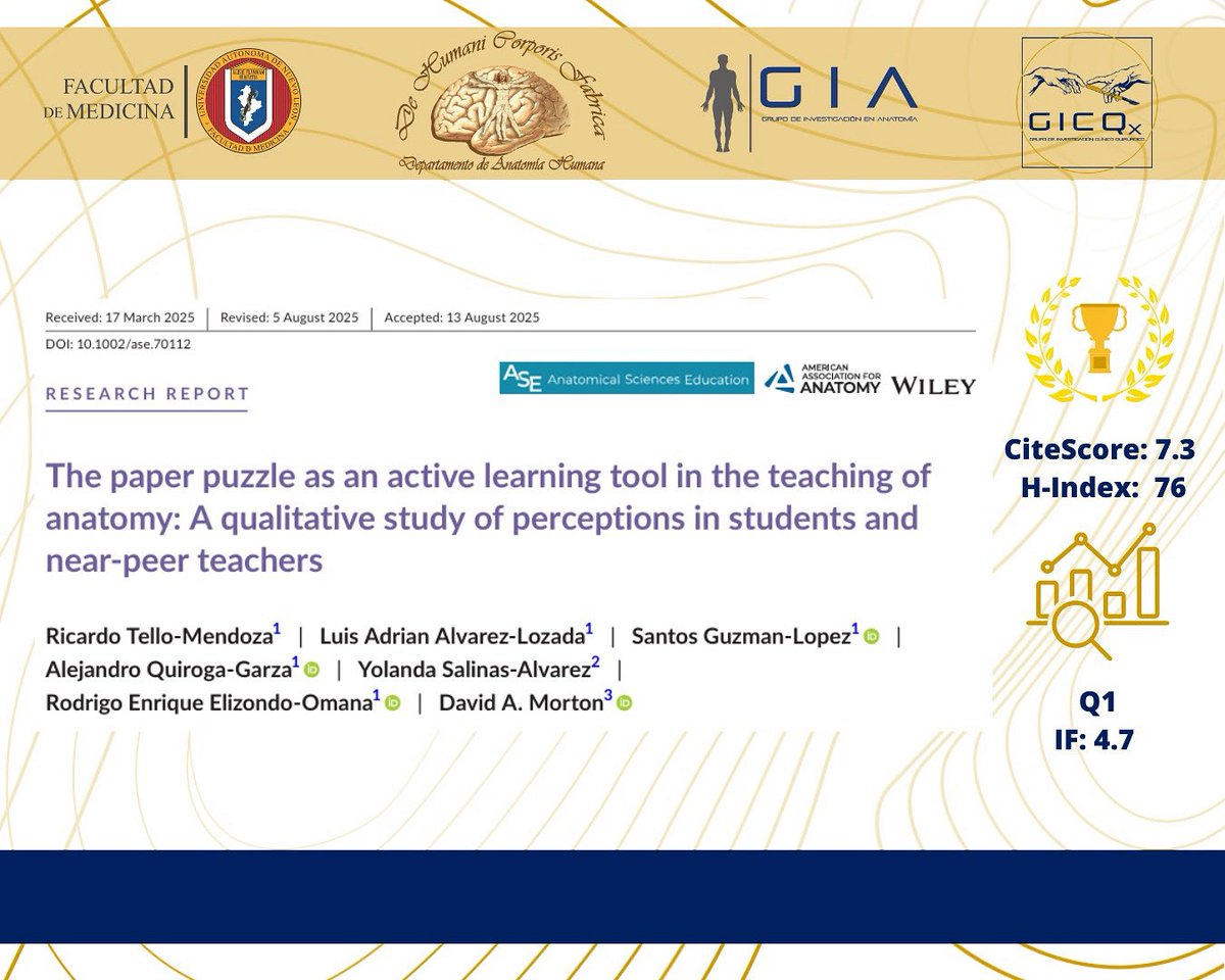 Congratulations to our doctors on their new publication in Anatomical Sciences Education!

This work was achieved in collaboration with Dr. David A. Morton from the University of Utah Health.