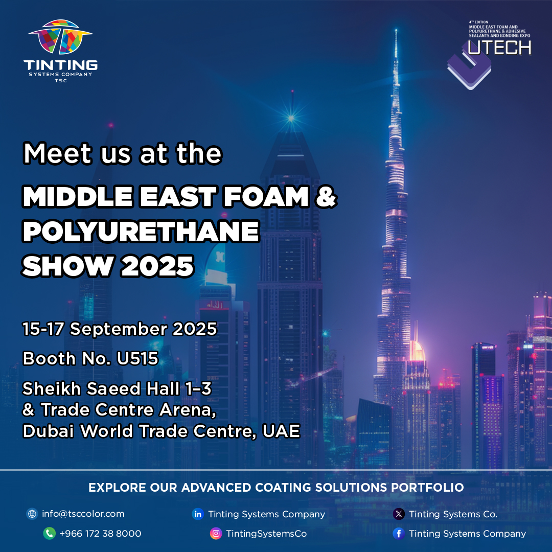 TintingSystems's tweet image. ntroducing Masterline – precision, consistency &amp;amp; performance you can trust.
Meet us at #MEFPU2025, Booth U515
📍 Sheikh Saeed Hall 1–3 &amp;amp; Trade Centre Arena, DWTC, Dubai
🔗 Register: mefpu.com
📩 info@tsccolor.com

#Masterline311 #TintingSolutions #PolyurethaneShow