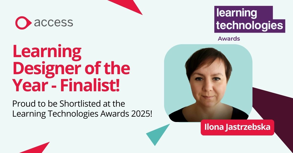 Access_LMS's tweet image. 🎉 Exciting News! 🎉

We’re proud to share that The Access Group has been shortlisted for TWO categories at the prestigious #LearningTechnologiesAwards 2025! 🏆

✨ Learning Designer of the Year – Ilona Jastrzebska
✨ Learning Developer of the Year – Adam King

 #LTAwards2025