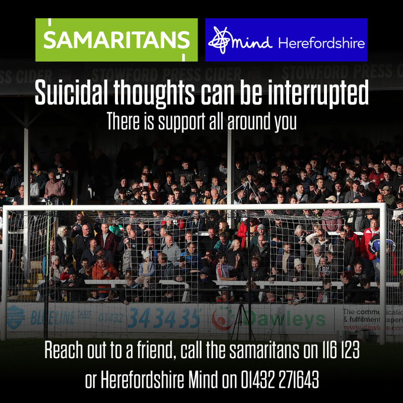 HerefordFC's tweet photo. National Suicide Prevention Day. 🤍🖤

Speak to someone in confidence. Call @samaritans on 116 123 or Herefordshire @MindCharity on 01432 271643
#COYW | #OurCity | @hufctrust