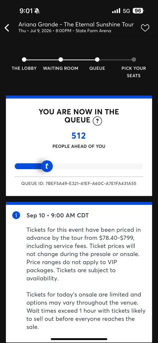 slothydrew's tweet photo. How is it I am 600 in the queue and within minutes they’re sold out. I hate you Ticketmaster. #EternalSunshineTour https://t.co/fNafhf5MYT