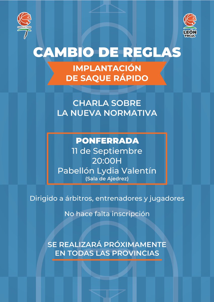 ℹ️ Nueva sesión informativa sobre el saque rápido en Castilla y León

📍Ponferrada 

🗓️ 11 de Septiembre

🕒20:00H

<a href="/ACLEBaloncesto/">ACLEB</a> <a href="/FBCyLLeon/">FBCyL León</a>