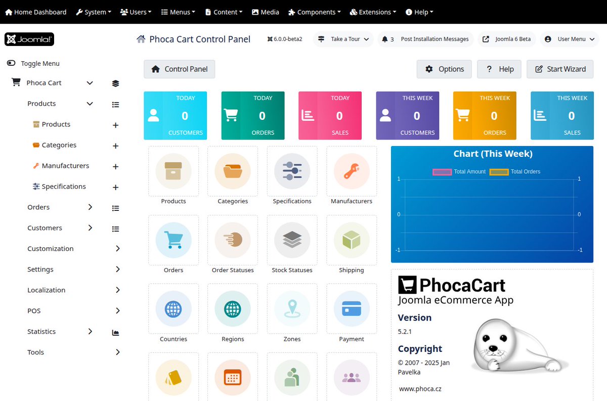 What's new in Phoca Cart 5.2.1:
From version 5.2.1, you can use new pre-made presets for the Phoca Cart admin menu. Presets can group menu items, and you can also create your own.