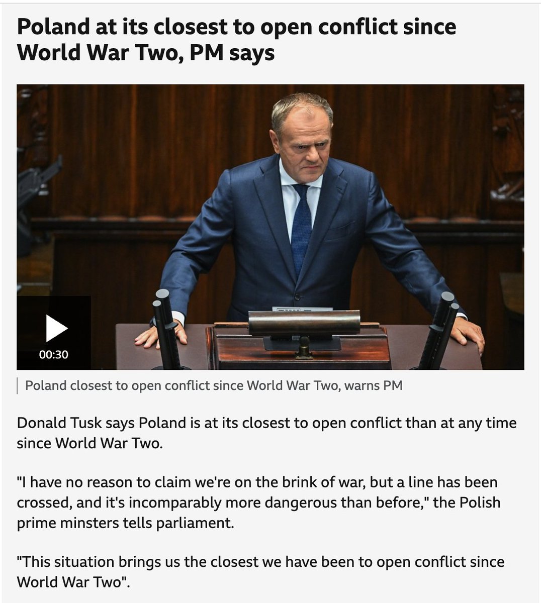 Russia’s attack on Poland last night:

1. It was no accident — it was deliberate and planned.
2. It was not just "a test"  of NATO’s reaction, it was changing the realm of "allowed" and as such cannot be tolerated.
3. It was a signal to Trump, who had just announced a U.S. troop