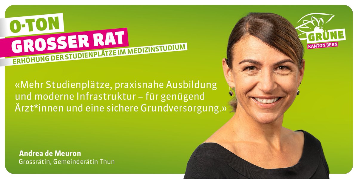 #Herbstsession Der Grosse Rat hat eine Motion überwiesen, die den Regierungsrat beauftragt, die Anzahl der Studienplätze im Medizinstudium an der Universität Bern zu erhöhen. Ein dringend nötiger Schritt zur Behebung des Fachkräftemangels🗯️#AndreadeMeuron