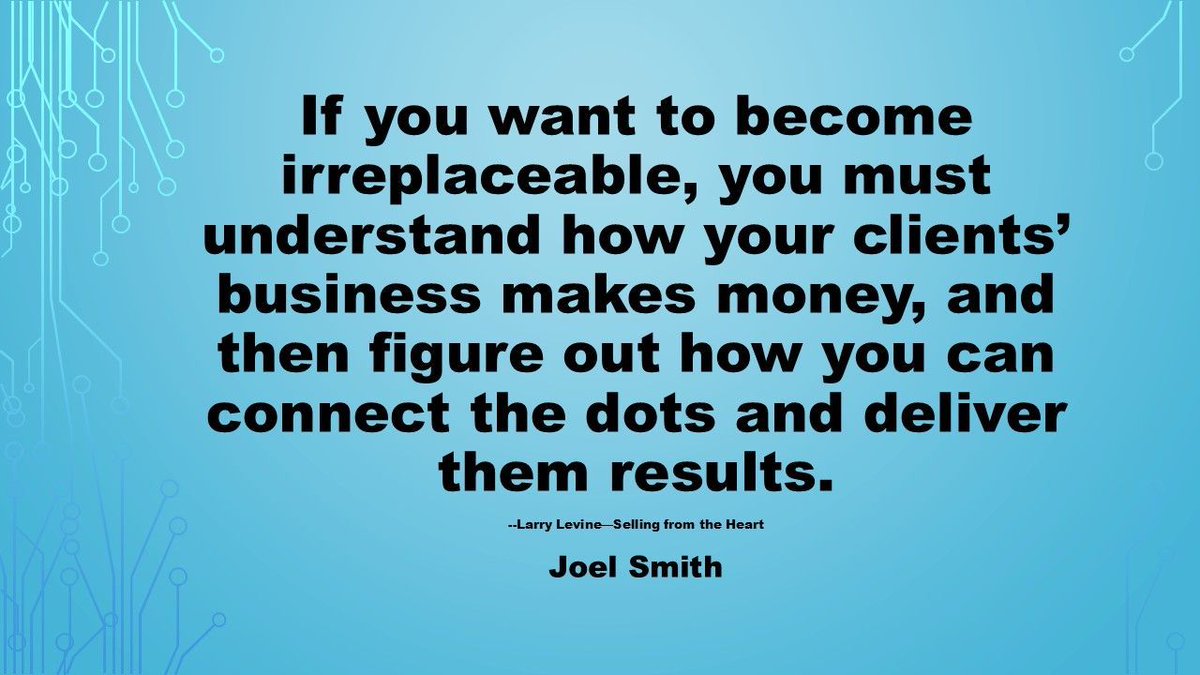jsmith2102's tweet image. If your offering doesn&apos;t aid your potential customer in generating income or profit, then they are not a genuine prospect. Discover how your potential clients earn their revenue and demonstrate how your product can support them in achieving their objectives. #BeIrreplaceable