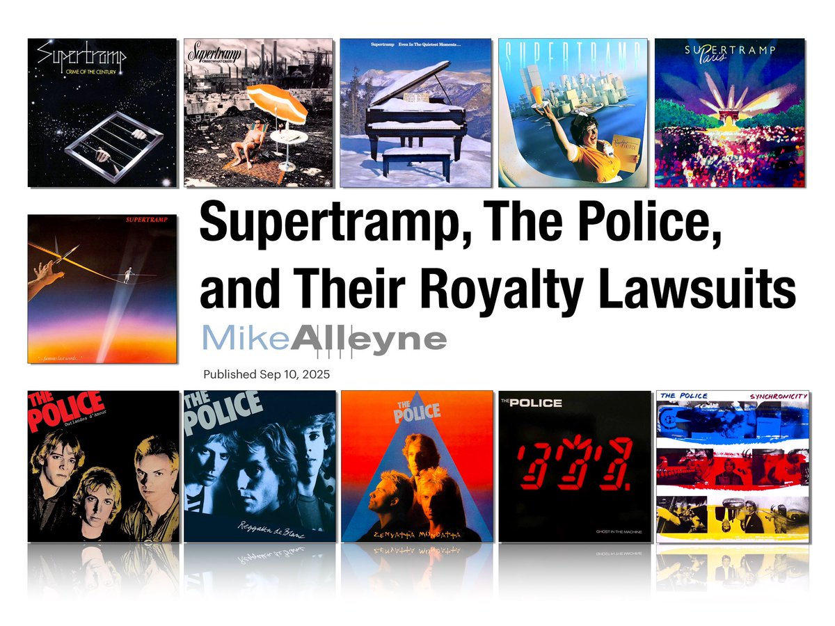 ProfMikeAlleyne's tweet photo. My new Forbes article explores recent royalty lawsuits involving two bands from the late 1970s and early 1980s: Supertramp and The Police.
https://t.co/VGaIvqJIYi https://t.co/VGaIvqJIYi https://t.co/eOmSA3OycR